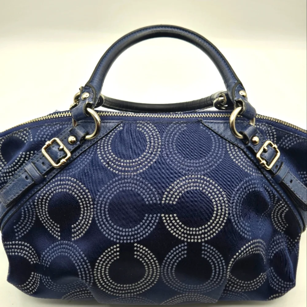 COACH Madison Sophia Satchel OP C Denim Blue Gold Hardware 2 Tags - Picture 8 of 15
